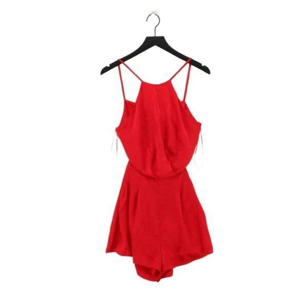 Zara  Red Jumpsuite Sleeveless Spaghetti Straps Tie Back Romper Medium - Picture 2 of 16